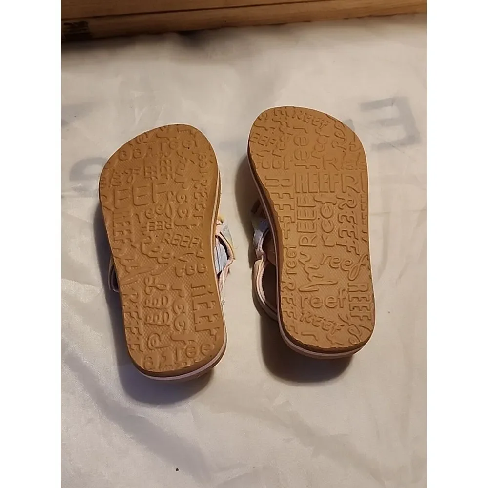 REEF Rainbow Girls Flip Flops Size 3/4 Sandals Thong‎ Elastic Stretch